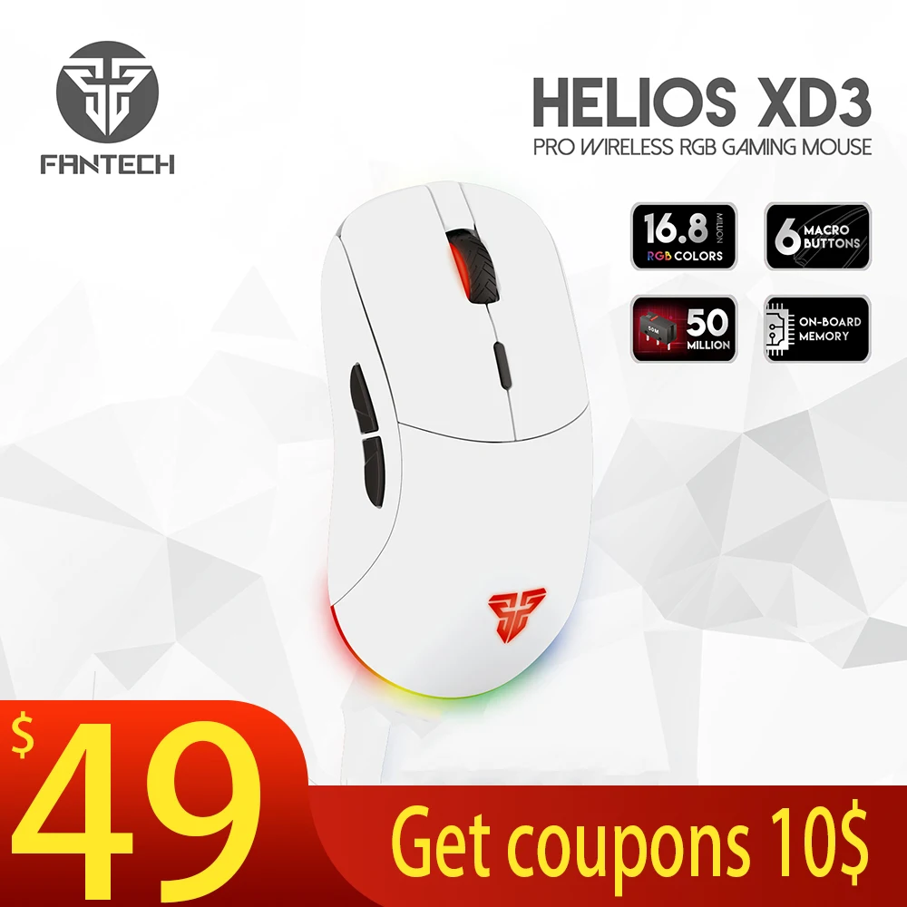 

FANTECH XD3 Wireless Gaming mouse PIXART 3335 16000DPI 2.4G RGB Game Mice 6 Macro Buttons 50 Million For LOL FPS Gamer M