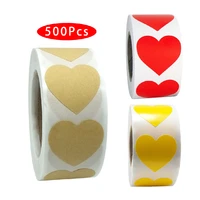 500pcsroll korean aesthetic cute kawaii solid color sticker blank love heart round circle back to school seal label scratch off