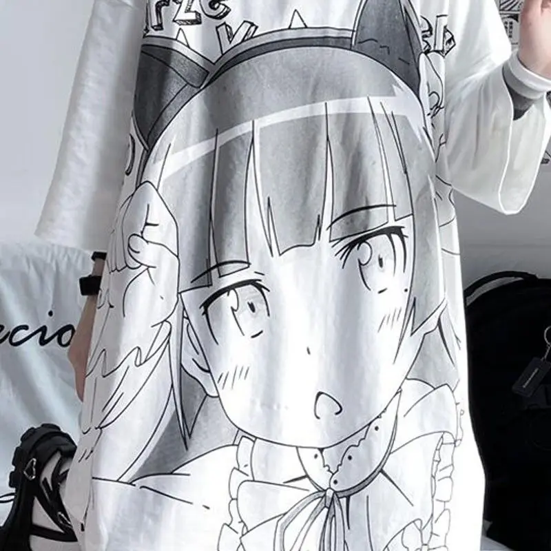 

2021 new anime short-sleeved T-shirt female 2021 new Harajuku style student Korean version loose white student all-match top ins