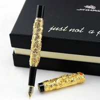 jinhao golden dragon fountain pen luxury 0 5mm nib 18kgp calligraphy ink pens for writing business office supplies caneta