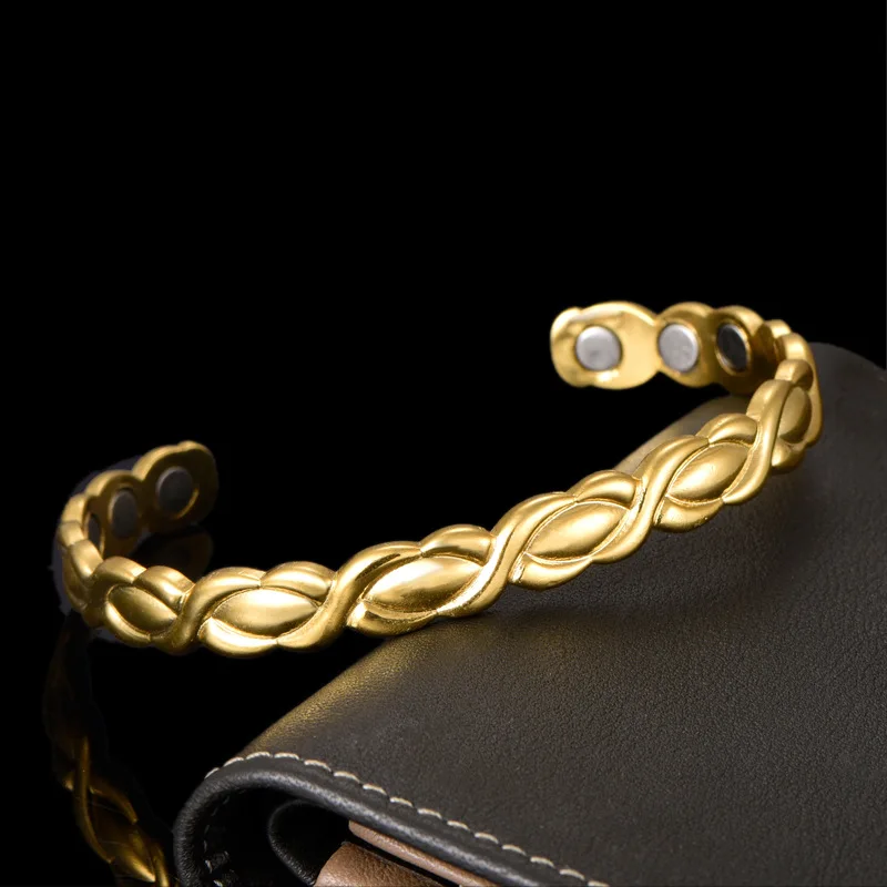 Магнитный медный браслет с витым узором лечебный биотерапевтический