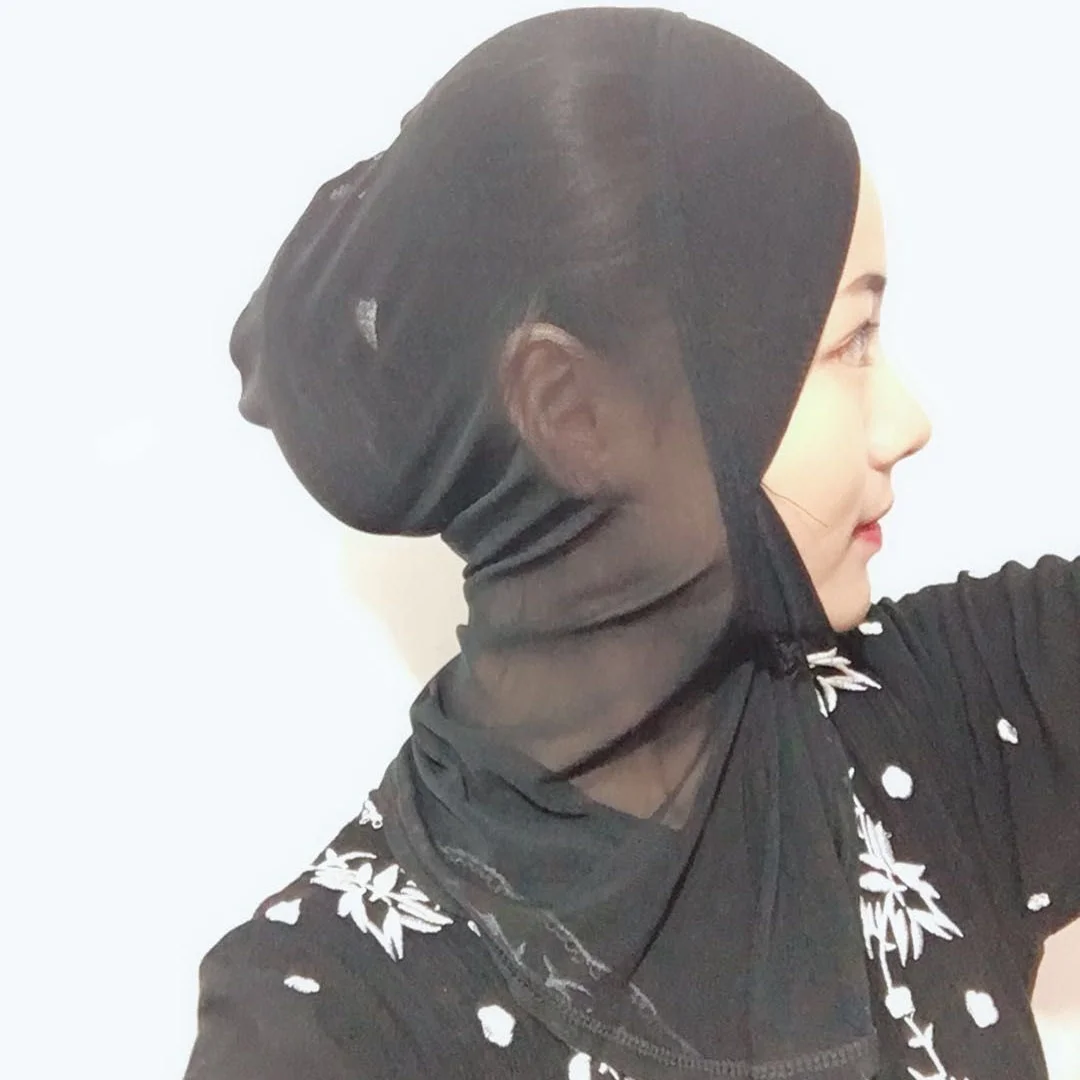 mesh islamic hijab Muslim head coverings inner scarf full cover turban women instant stretch jersey cap headscarf |