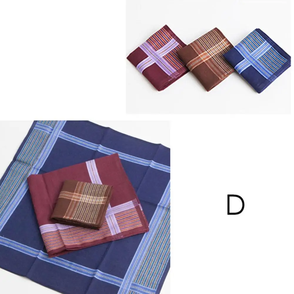 Plaid D 3Pcs 3-5 шт./лот разноцветные носовые платки для женщин хлопок Цветочный вышитый шарф Карманный платок случайный цвет - Цвет: Plaid D 3Pcs