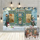 Рождественский фон для фотосъемки с изображением оленя снежинки, снеговика, светильник, декоративный фон для детской портретной фотосъемки