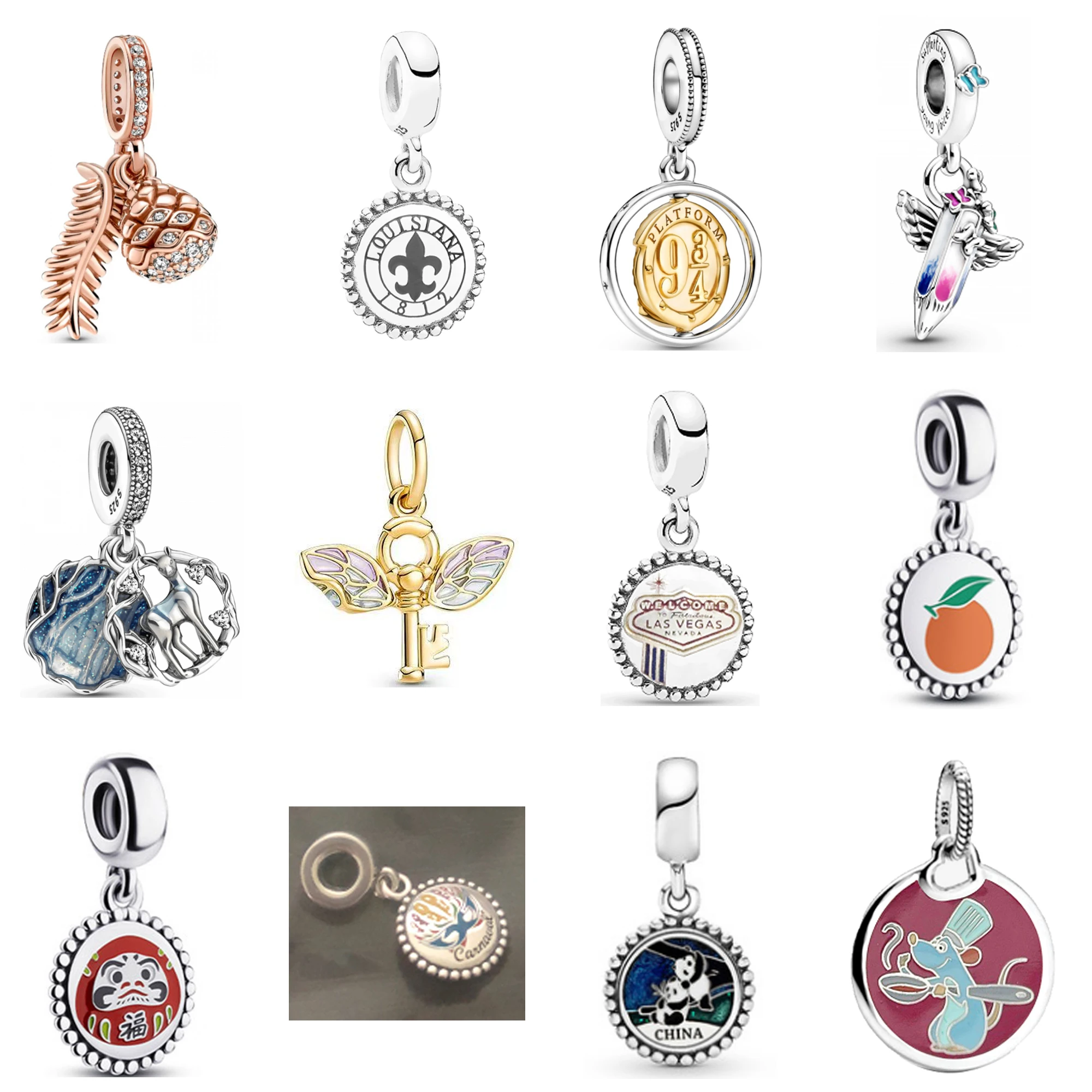 

Женский браслет с подвеской Fu Shen Panda Key, подвеска из стерлингового серебра 925 пробы в стиле ретро, ювелирное изделие в подарок