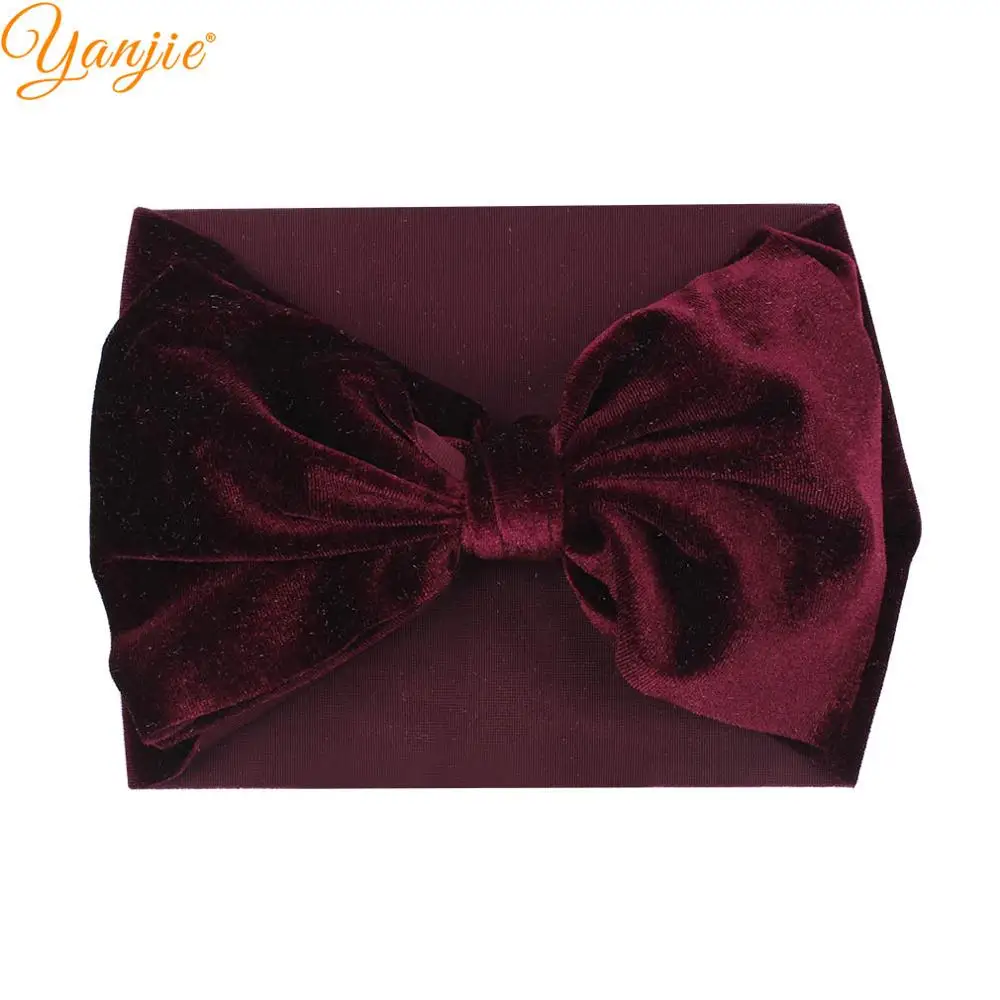 7 дюймов банты для волос бархатная повязка на голову широкие однотонные мягкие