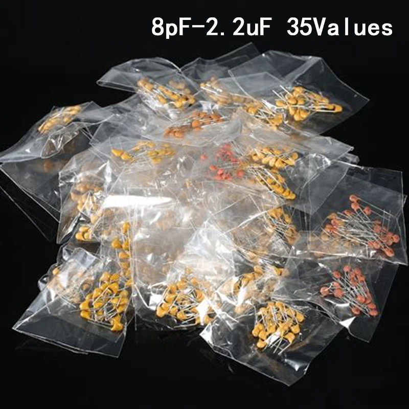 

700Pcs/lot 8pF~2.2uF DIP Multilayer Ceramic Capacitors Assortment Kit samples 35 Values * 20Pcs Ceramic Capacitor Set Pack