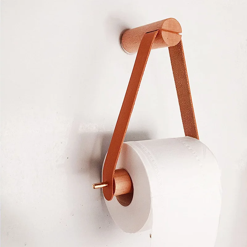

Vintage Wooden Hanging Toilet Paper Holder Home Hotel Bathroom Handmade Retro Tissue Holder Home Decorating Supplies