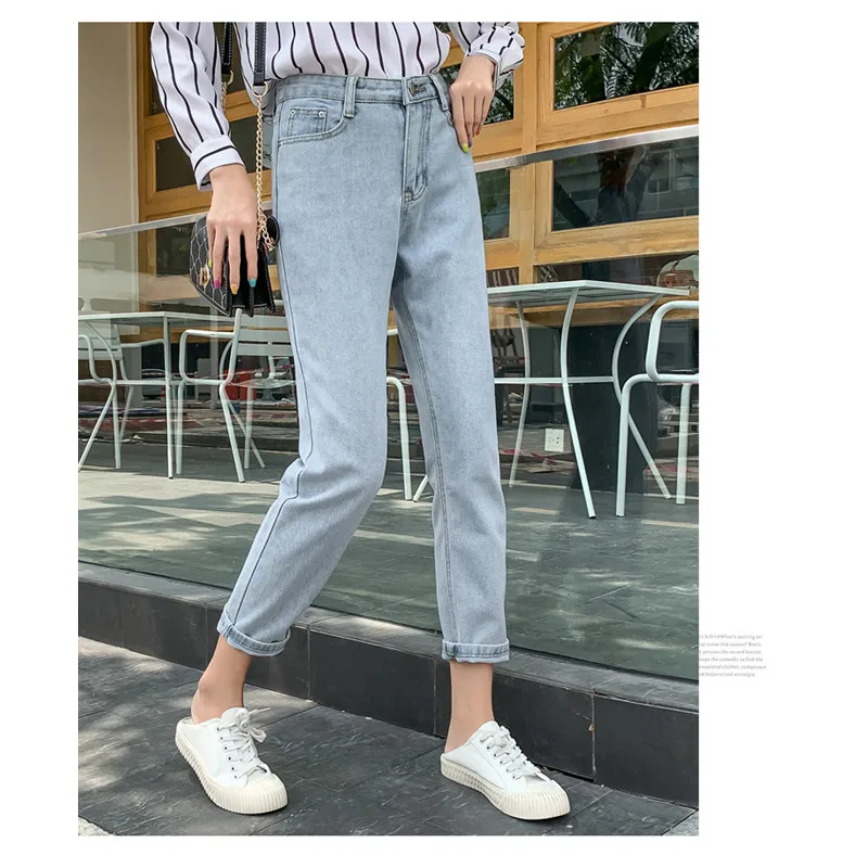 JUJULAND Fashion Jeans Woman High Waist Boyfriend For Women Plus Size Blue Denim Mom Pants Trousers 8810 | Женская одежда