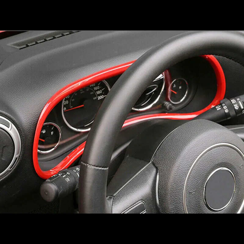 Красная рамка для салона приборной панели Jeep Wrangler JK 2011 2017 ABS|Комплекты датчиков и