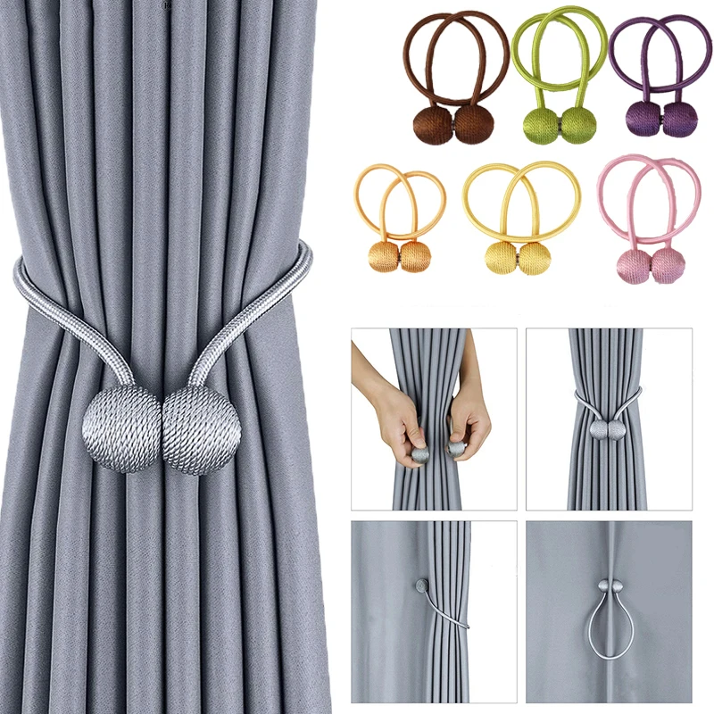 Hot 1Pc Magnetic Curtain Tieback High Quality Holder Hook Buckle Clip Curtain Tieback Polyester Decorative Home Accessorie