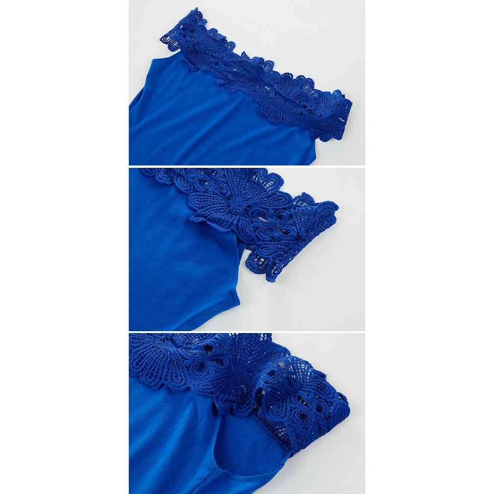 

Summer 2020 Womens Tops Lace Patchwork Short Sleeve Solid Shirt Fashion Sexy Slim T-Shirts Solid Casual Ladies Clothing