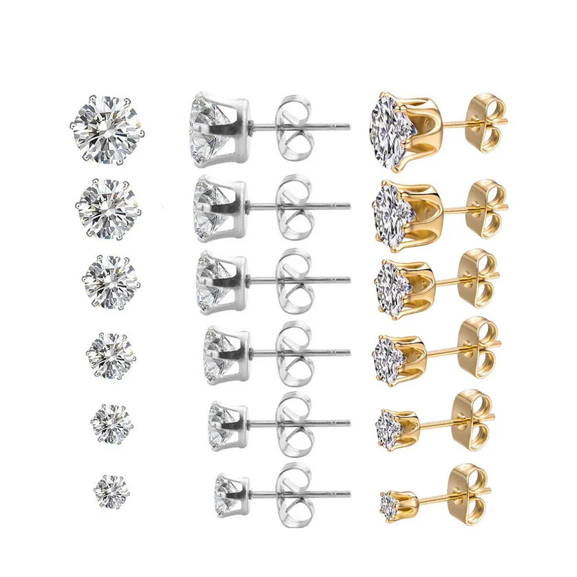 

2021 высококачественные элегантные золотые серьги-гвоздики с фианитами