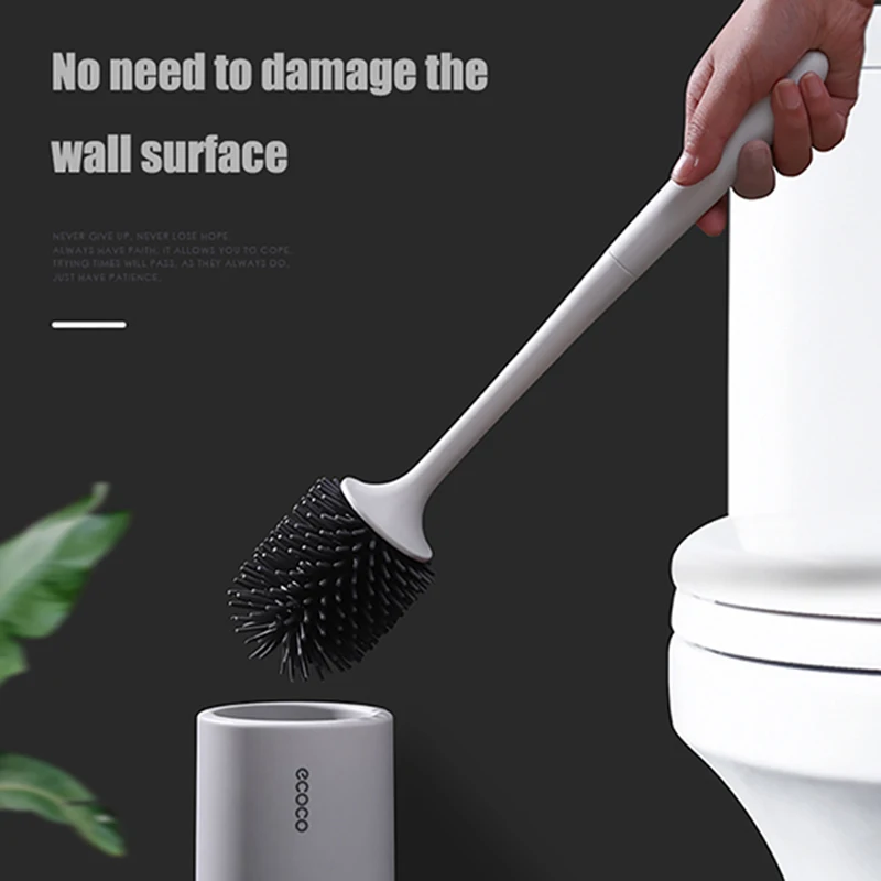 

TPR Toilet Brush Floor-standing Wall-mounted Base Cleaning Brush No Drill Storage Rack For Toilet WC Bathroom Accessories