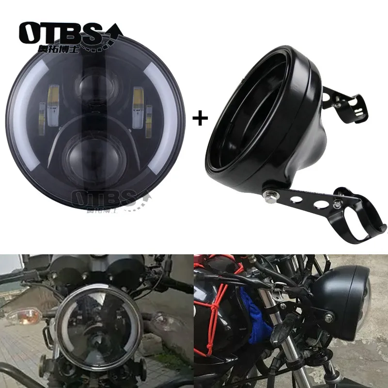 7 &quot60 Вт мотоциклетные фары с DRL halo светодиодная фара дюймов корпус ведро отделка