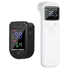 Пульсоксиметр для домашнего использования для взрослых и детей, оксиметр для измерения кислорода в крови на палец + цифровой термометр для тела, бесконтактный термометр