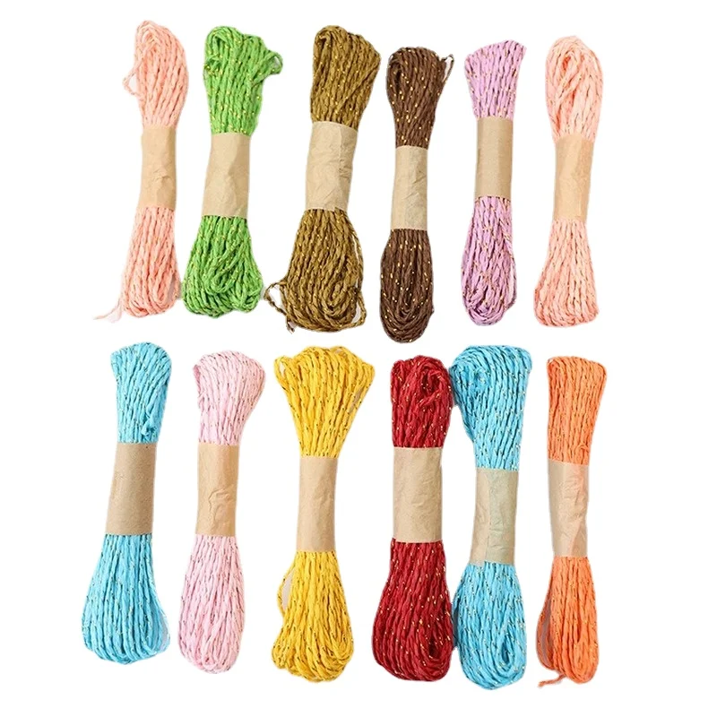 

12pcs Colorful Paper Raffia String Craft Cord Rope Paper String Ribbon for Arts Crafts DIY Gift Wrapping Packing String Decor