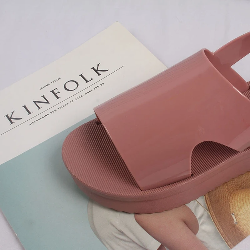 

ORCHALISA Ladies Sandals New 2021 Open Toe 3.5cm Thick Bottom Platform Buckle Simple Non-Slip Size 40 Beach Casual Orange C2275