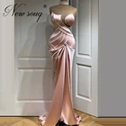 Вечерние платья Ближнего Востока, розовое атласное арабское платье для выпускного вечера, Длинные вечерние платья-русалки Дубая для конкурса, 2020
