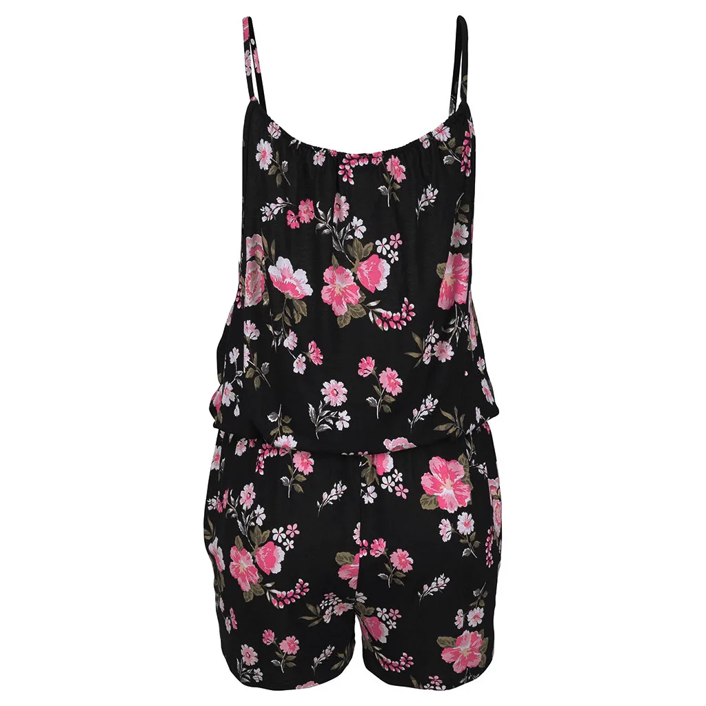 

Womens Holiday Mini Playsuit Ladies Printed Summer Shorts Jumpsuit Women's Sleeveless Printed Tank Jumpsuit