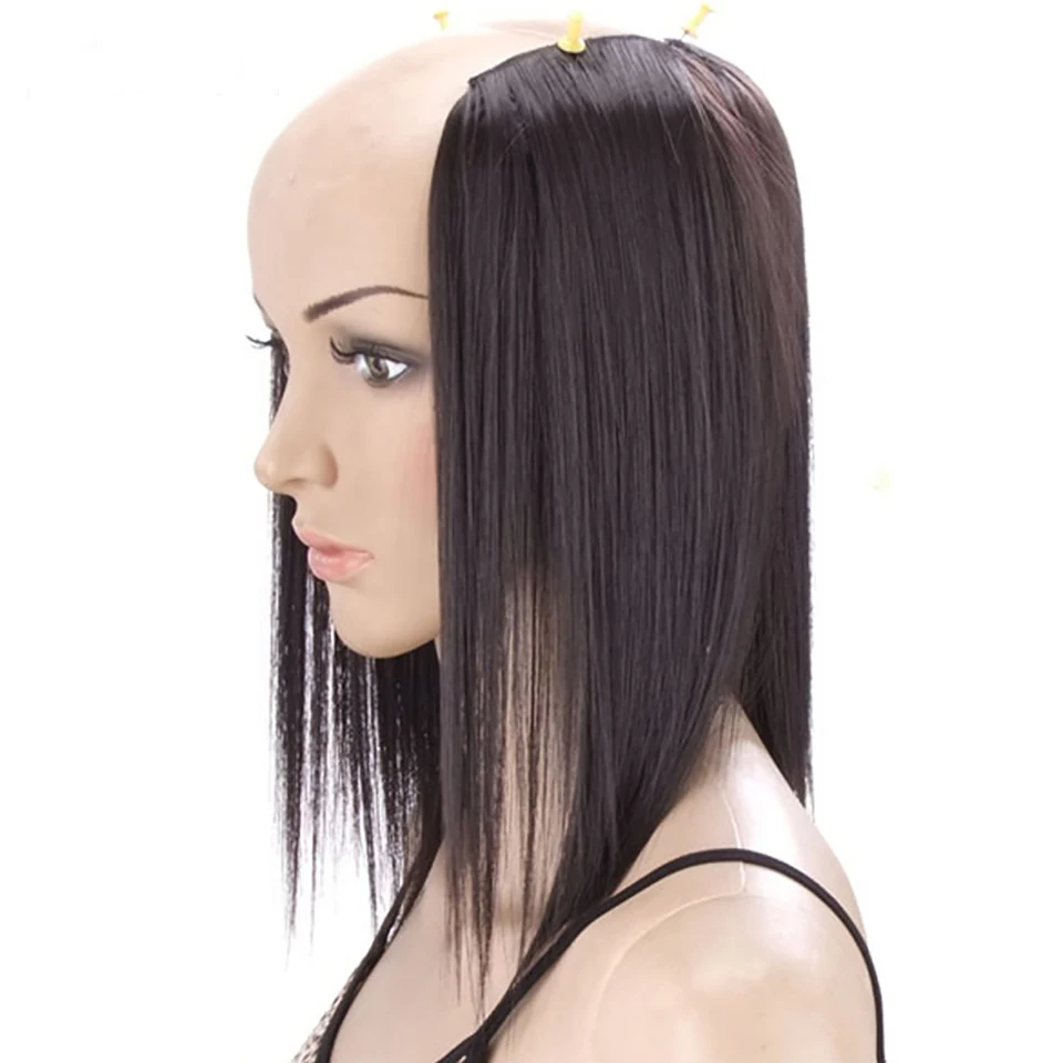 Женские прямые длинные волосы MUMUPI 2 штуки накладные на 3 заколках натуральные