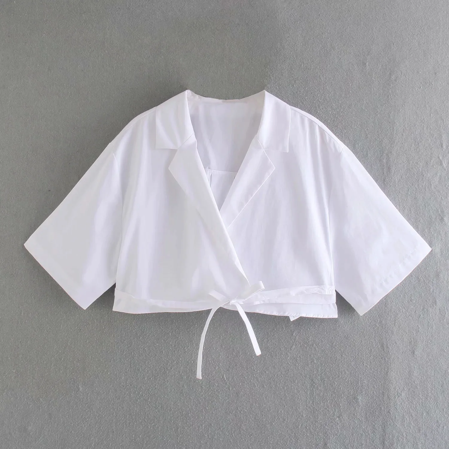 

Летняя новая модная тонкая рубашка в европейском и американском стиле с лацканами, короткая версия, маленький топ для девочек DLSY524, 2021
