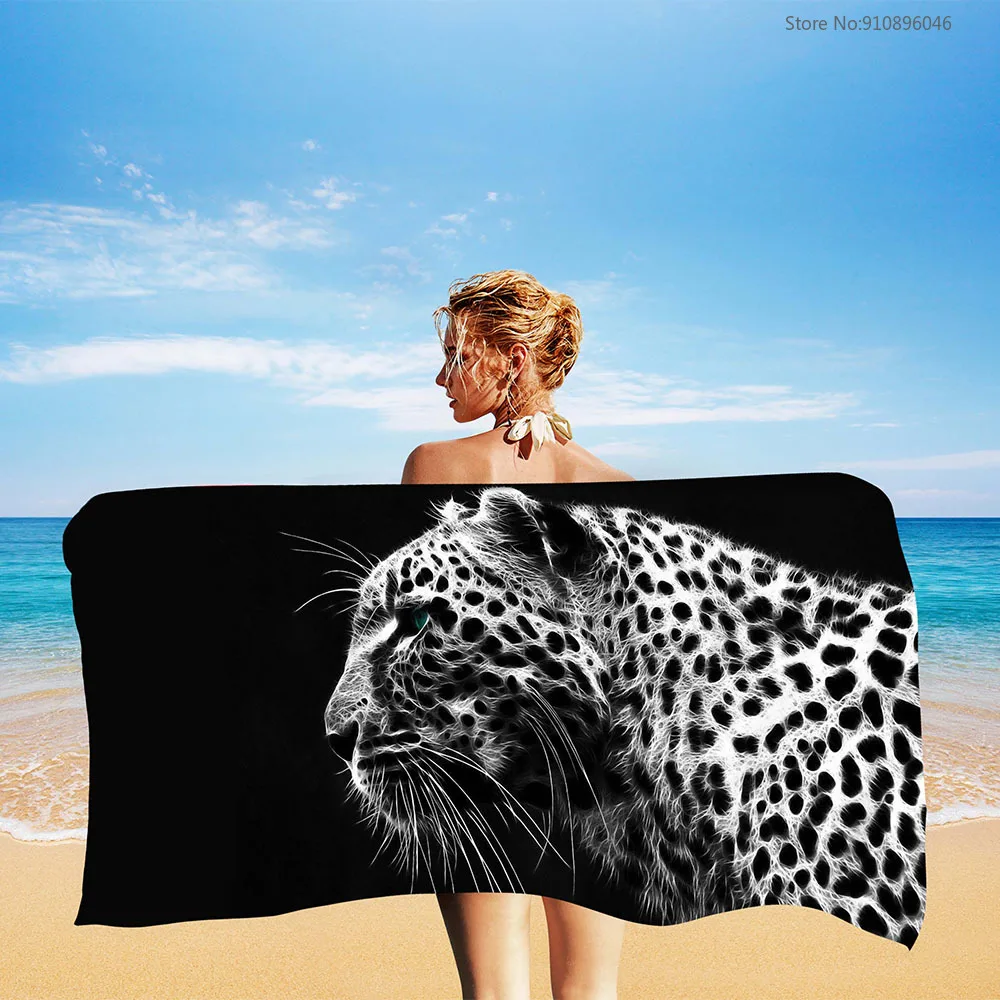 

Leopard Beach towel Summer animal towels Bath Black Beast Bath towel Swimming Towels Children's gift Quick drying Under 10