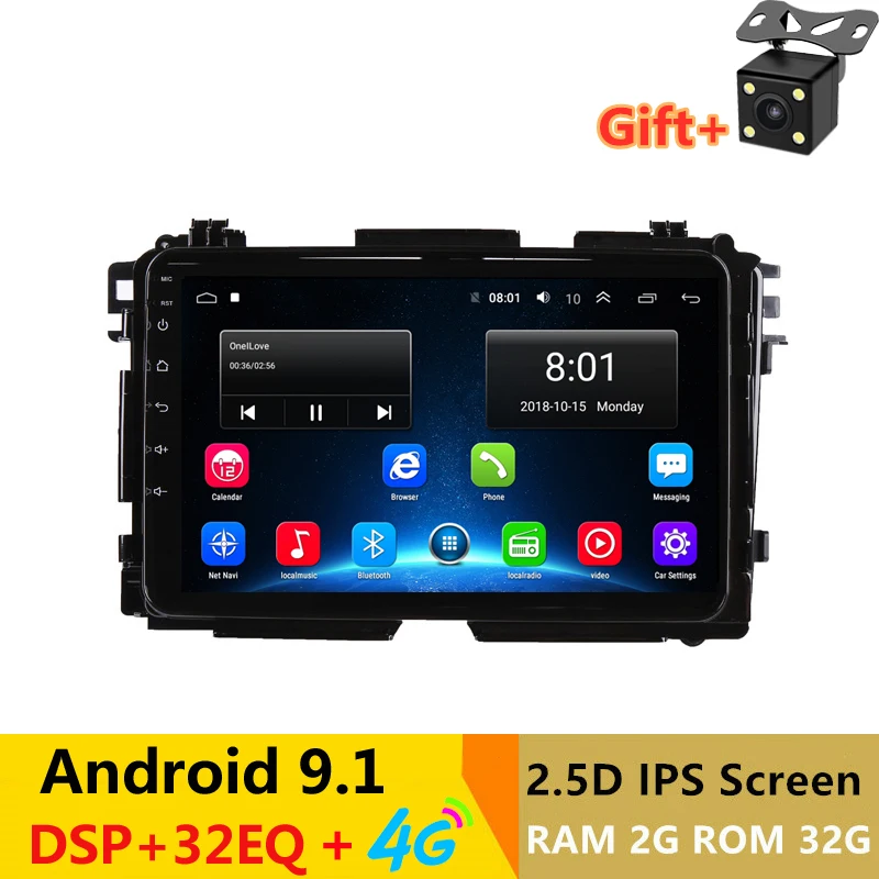 " 2.5D ips Android 9,1 автомобильный DVD мультимедийный плеер gps для Honda VEZEL XRV 17 компактное минирадио 32EQ стерео навигация