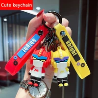 cartoon pendant cute robot leather bag car plastic soft rubber doll key ring keychain accessories jewelry festivals gift