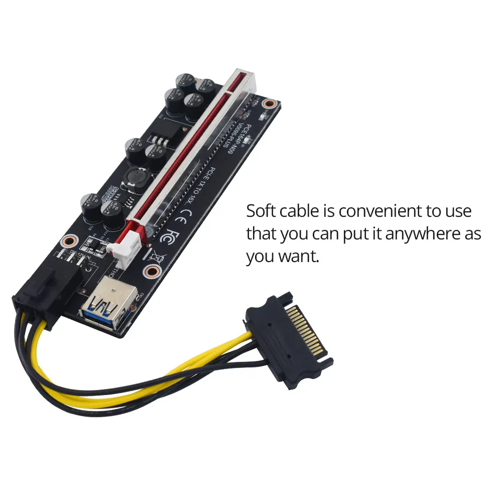 10 шт. Райзер карта TISHRIC VER009S Plus SATA 1X до 16X 6 контактов USB 3 0 кабель PCIE PCI E экспресс