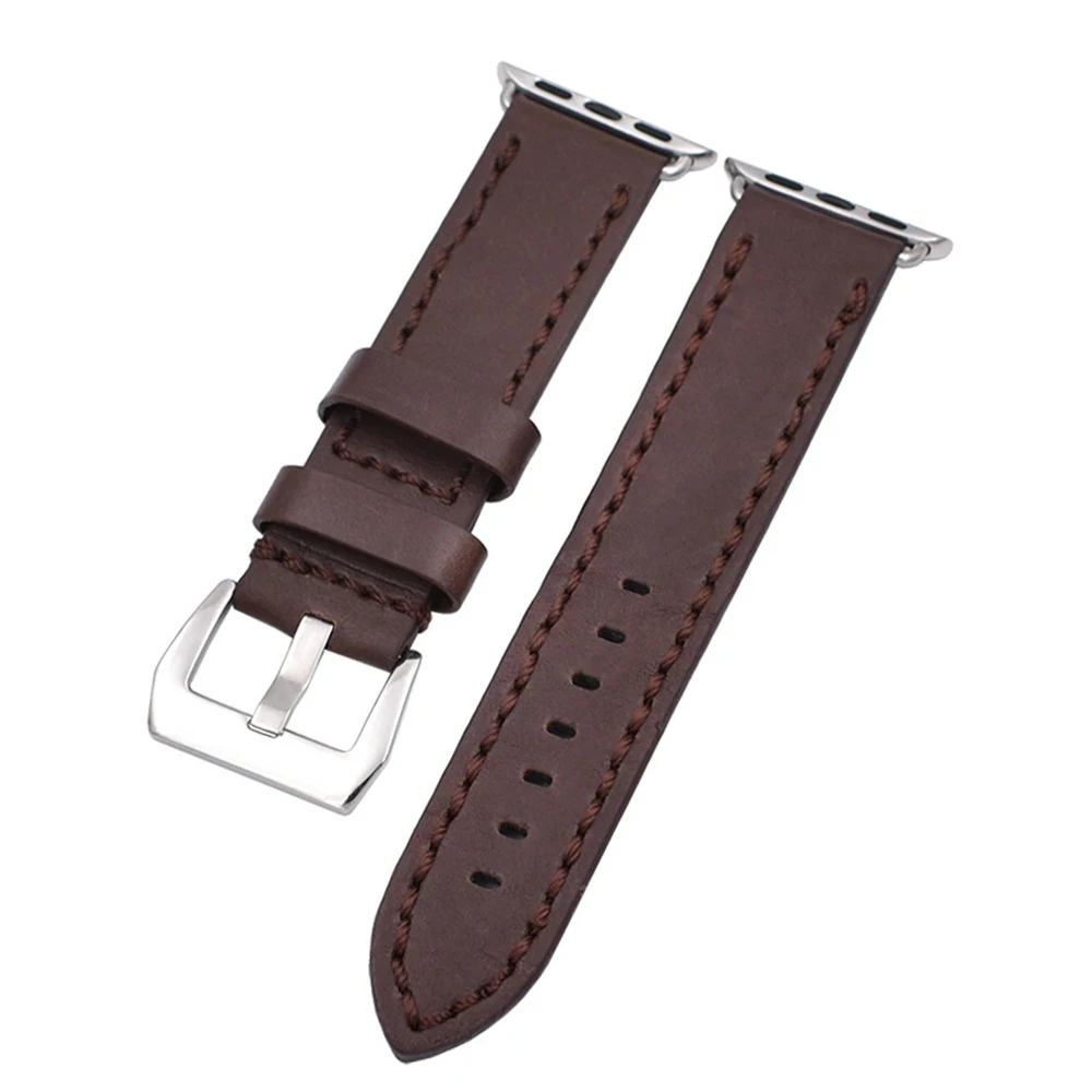 Кожаный ремешок ручной работы из воловьей кожи для наручных часов Apple Watch 42 мм 44