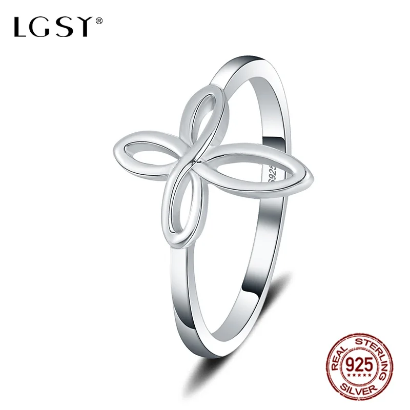 

LGSY Round Ring Silverware Jewelry Making 925 Sterling Silver Simple Rings For women Crystal Finger Ring Fine Jewelry DR1088