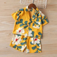 summer clothes shirt topshort 2pcs children clothes flower clothes for boy holiday style kid clothes boy set