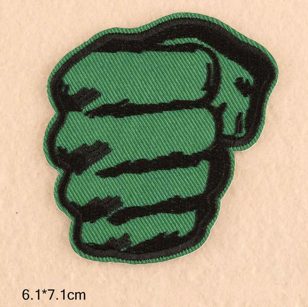 Зеленая нашивка для одежды с вышивкой утюгом в виде кулака наклейки аксессуары |