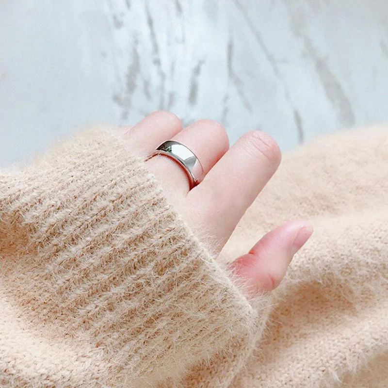 

Реальные 925 кольца из стерлингового серебра минималистский гладкие круглые Пара Кольца для мужчин и женщин свадебные Регулируемые кольца ю...