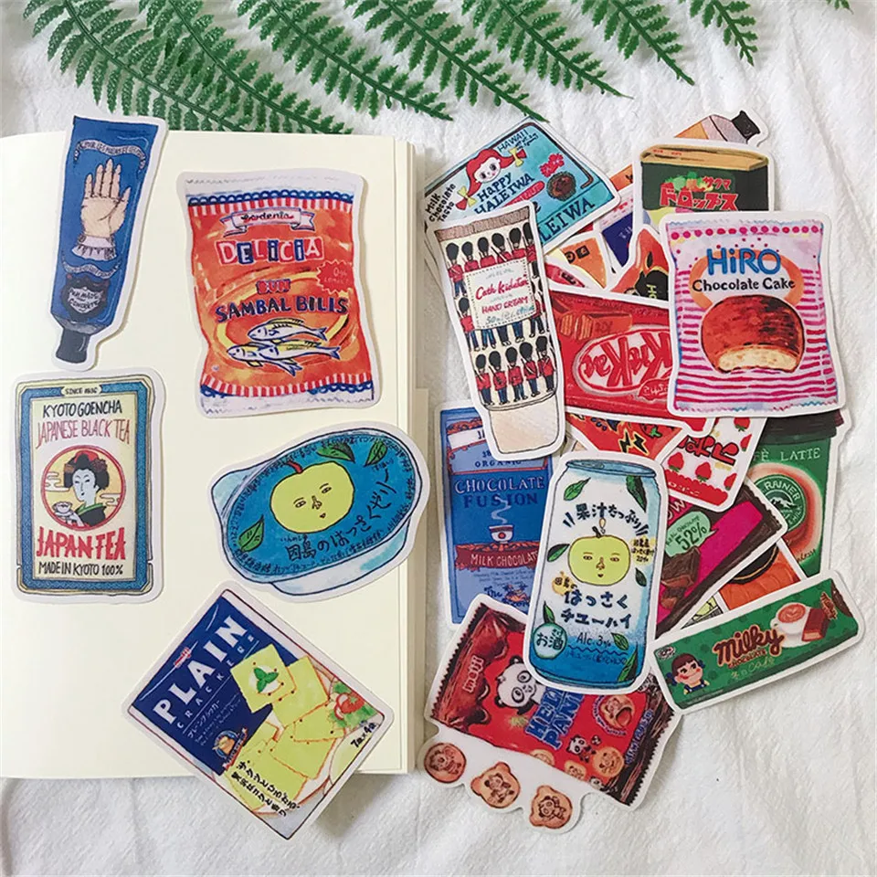 28pcs/set Snack Mobilization Paper Stickers Kits Die Cut/Seal For DIY Scrapbooking Washi Tape Card Wall Gift Wrapping Sticker | Дом и сад