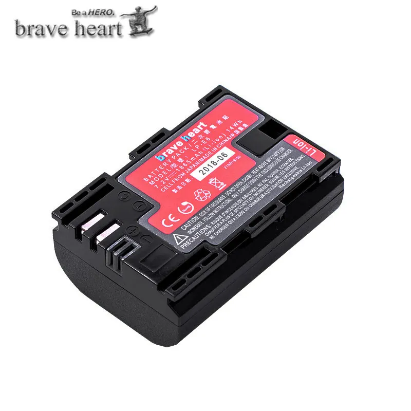 Bateria LPE6 LP-E6 LP E6 E6N LPE6N батарея камеры Япония Sanyo сотовый+ двойное зарядное устройство для Canon EOS 5DS R 5D Mark II 5D 6D 7D 80D - Цвет: 1battery