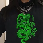 Винтажные Стиль украшен китайским драконом уличная Женская футболка Летняя модная одежда в стиле Харадзюку размера плюс свободные печати топы, футболки в стиле панк для женщин футболки с рисунками из мультфильмов