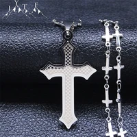 2022 catholicism cross stainless steel pendants necklaces womenmen silver color statement necklace jewelry collier n2300s05