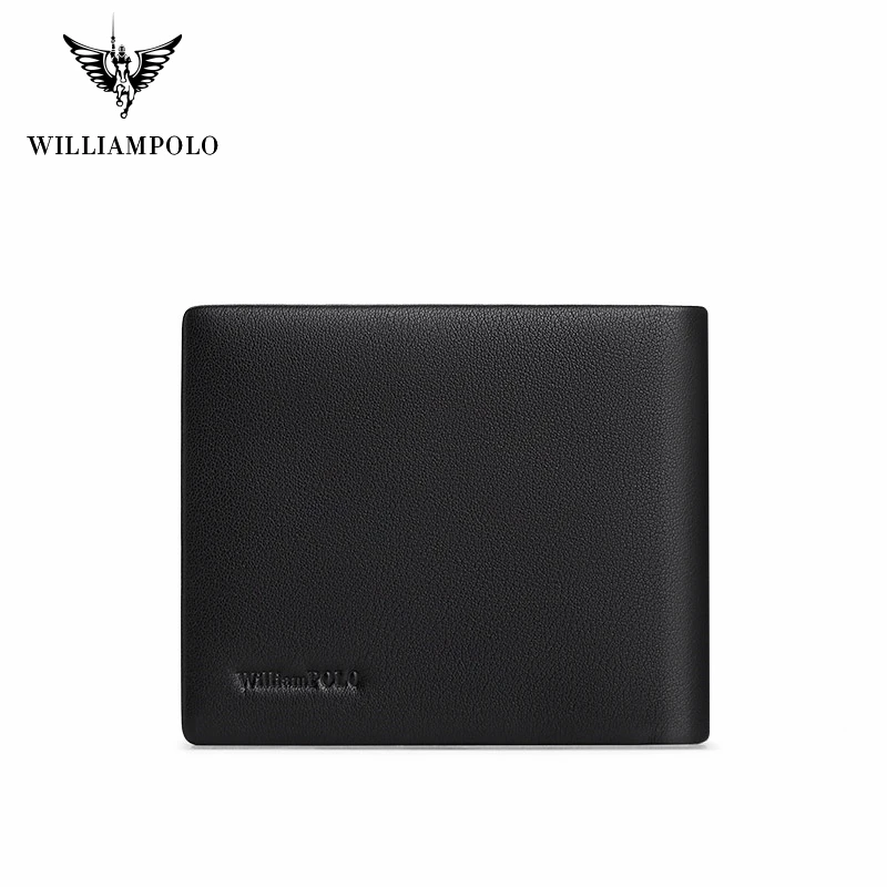 

WilliamPOLO Men's Wallet Leather Billfold Slim Cowhide Credit Card Holder Men Wallets Coin Purse Luxury Business Foldable Wallet