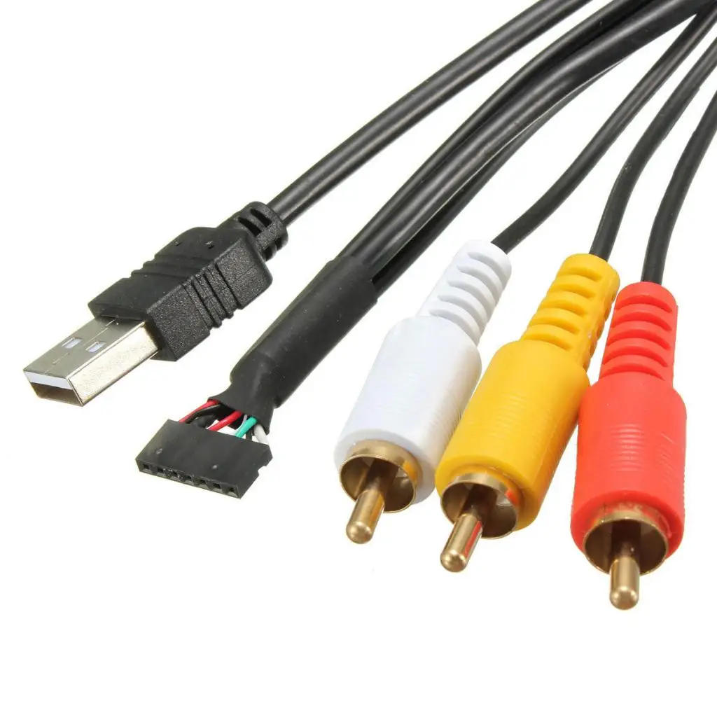 

USB 2.0 3.5mm Jack 3RCA Car Dashboard Mount Cable Cord Adapter
