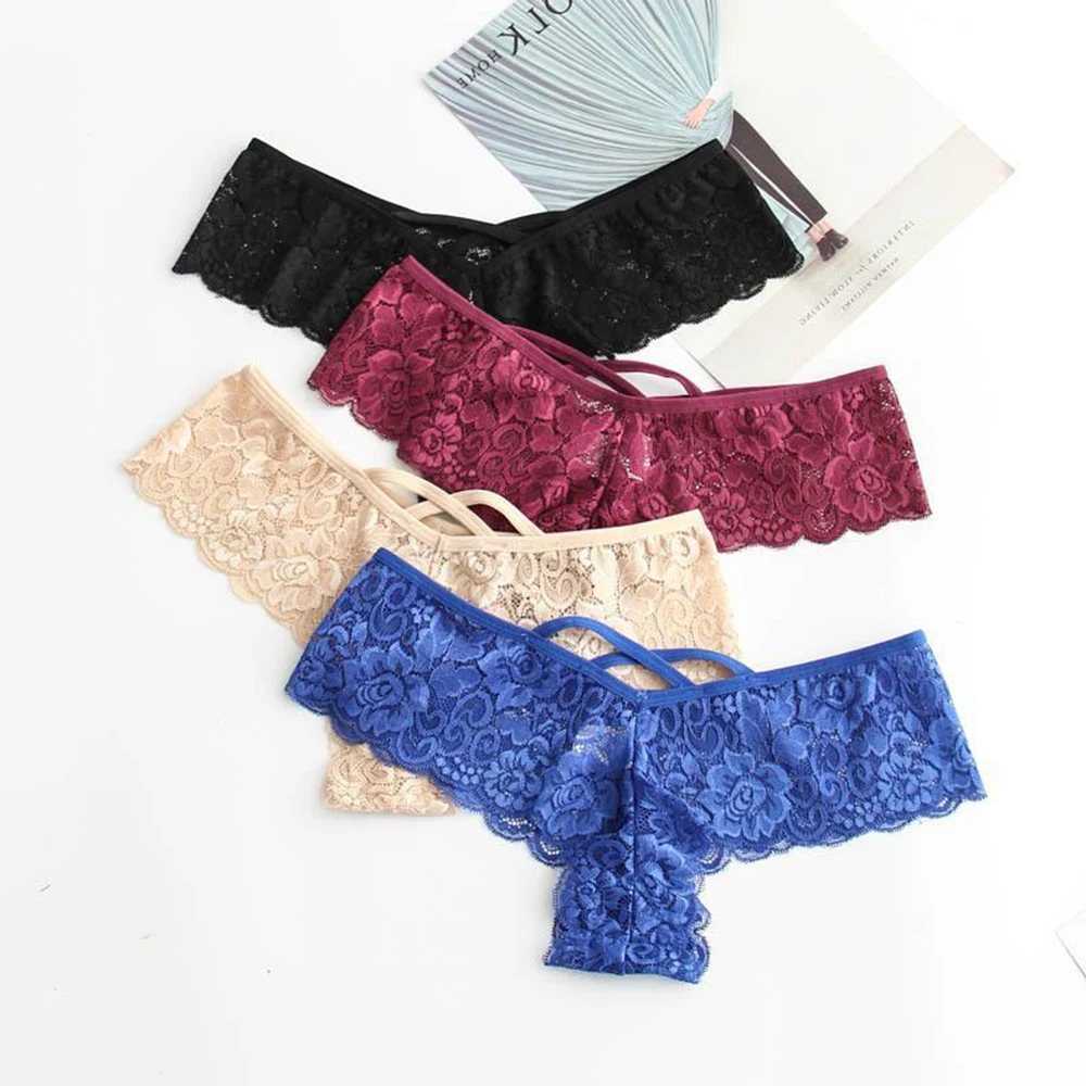 

2020 New Lace Panties Women Fashion Large Size Ladies Thong Hollow Sexy Low Waist G-String Seamless Underwear Female