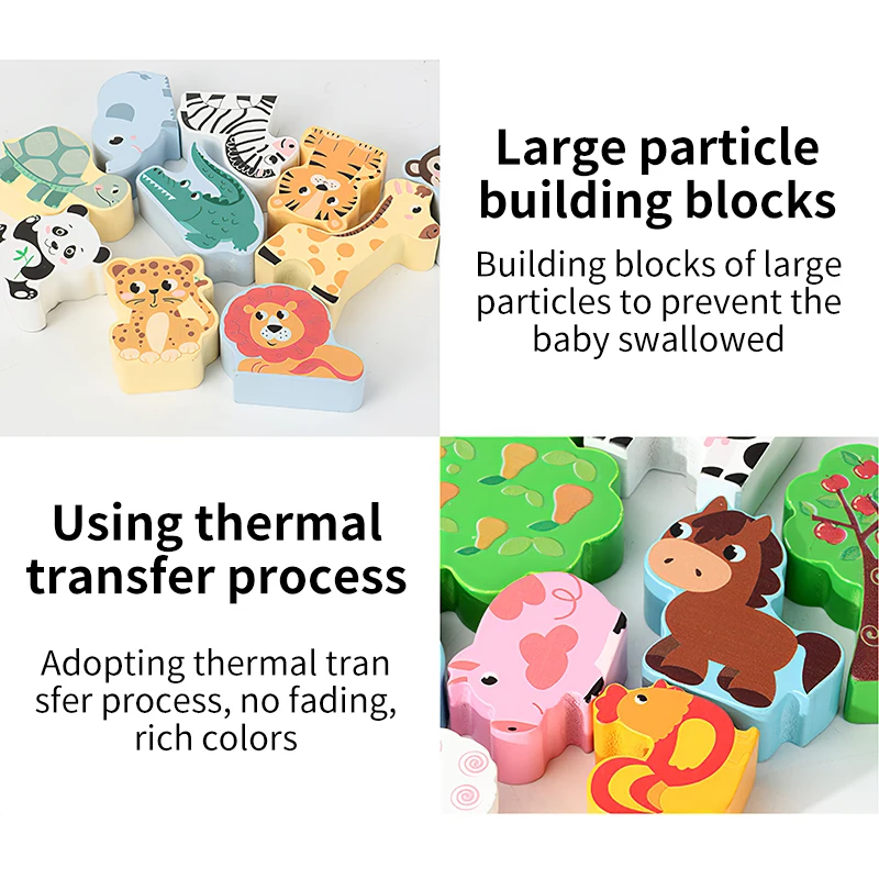 

Wooden City Traffic Animal Zoo Scene Building Blocks 3D Stereo Scene Building Blocks Model Set Baby Educational Enlighten Toys