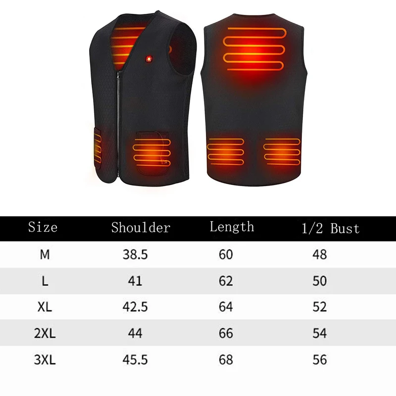 

USB Infrared Heating Vest Jacket Men Women Winter Outdoor Coat Heated Jackets Warm Thermal Clothing Skiing Electric Waistcoat