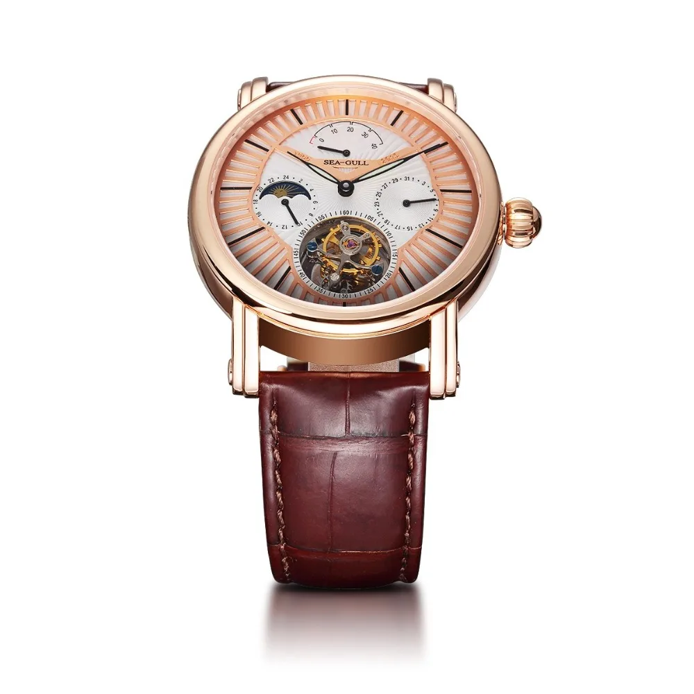 Механические часы Seagull Tourbillon, запас мощности, индикатор дня и ночи, ручные мужские часы 518,6806 с сертификационной бумагой