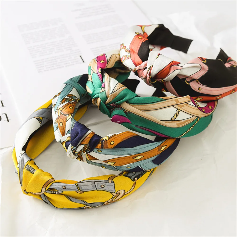 

Hair Bands Hoop For Women Headdress Wide Top Knot Print Fabric Headband Girls Hairband Female Hair Accessories