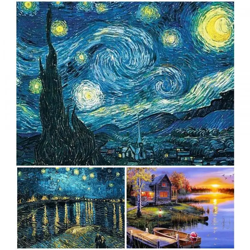 

5D Diy Diamond Painting Van Gogh Starry Sky Full Square Drill Cross Stitch Kit Embroidery Mosaic Picture Home Decoration Artwork