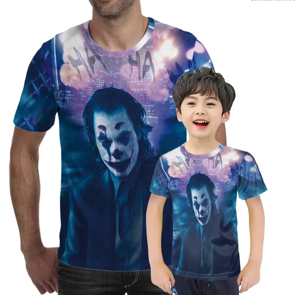 

Summer 2021 men's wild 3D clown print clown face casual male T-shirts clown short-sleeved funny round neck tops Graphic T shirts