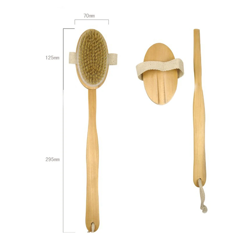 Натуральная щетина для тела мягкая Массажная щетка с длинной ручкой массажер