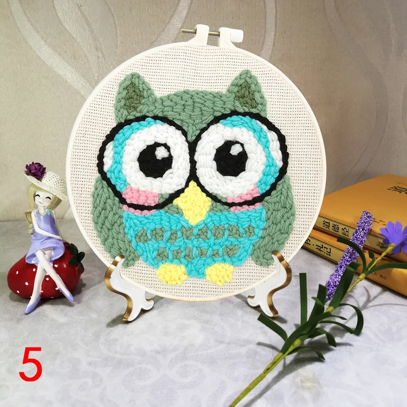 

DIY Embroidery Punch Needle Wool Embroidered Kit Creative Funny Pattern Poke Stamp Material Handcraft Sewing Knitting Tool Set